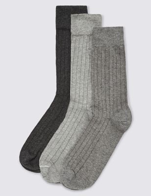 3 Pairs of Cotton Rich Assorted Socks